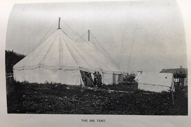 black and white photo of circus tent