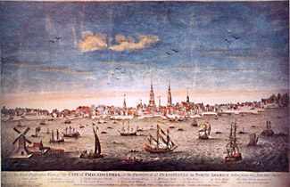 East Prospect of Philadelphia, ca.1778, after George Heap, ca.1752