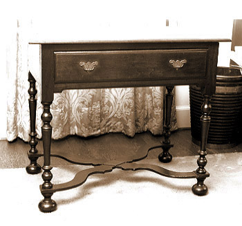 Richardson family dressing table on turned legs