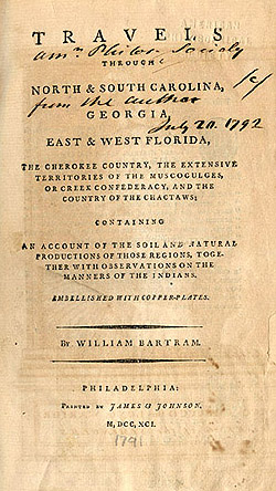 Title page of Bartram's Travels
