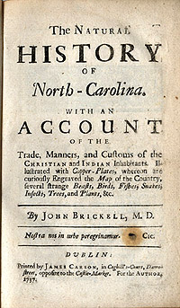 Title page of Brickell, 1737