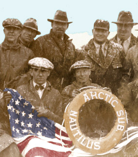 Crew of the Nautilus on an ice floe