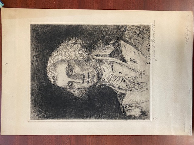 black and white portrait drawing of George Washington