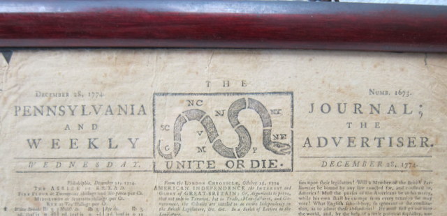 header of colonial newspaper