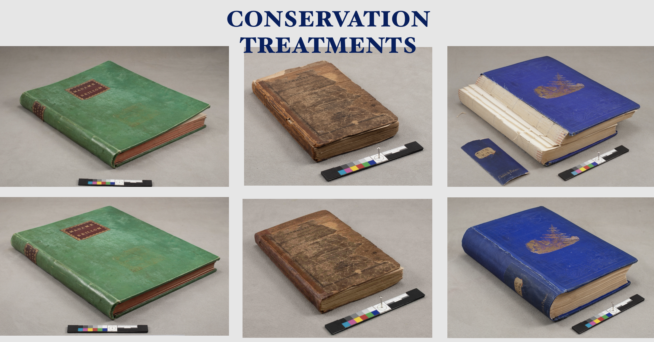 photos of conservation treatments of books