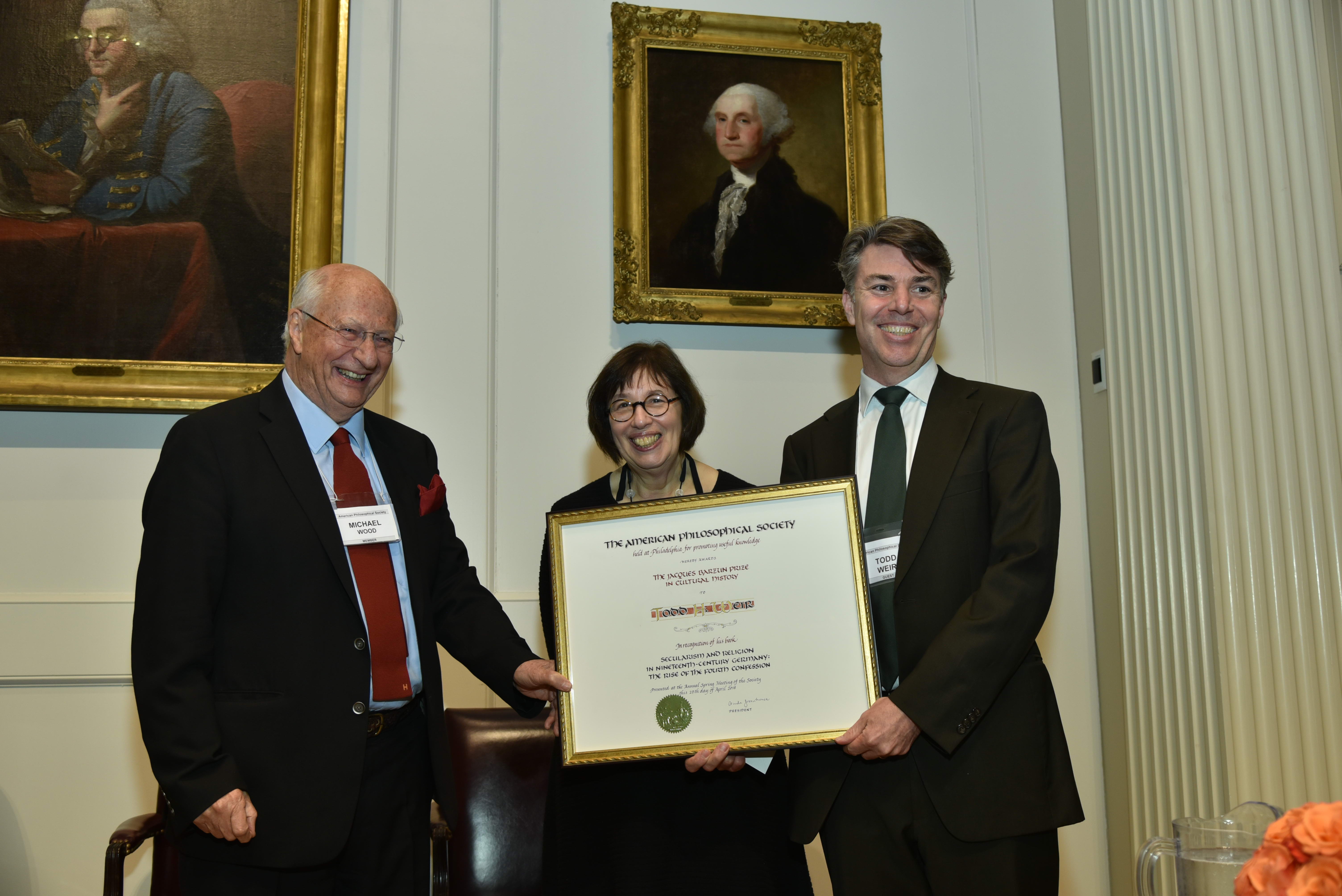 The Barzun Prize being presented to Todd Weir