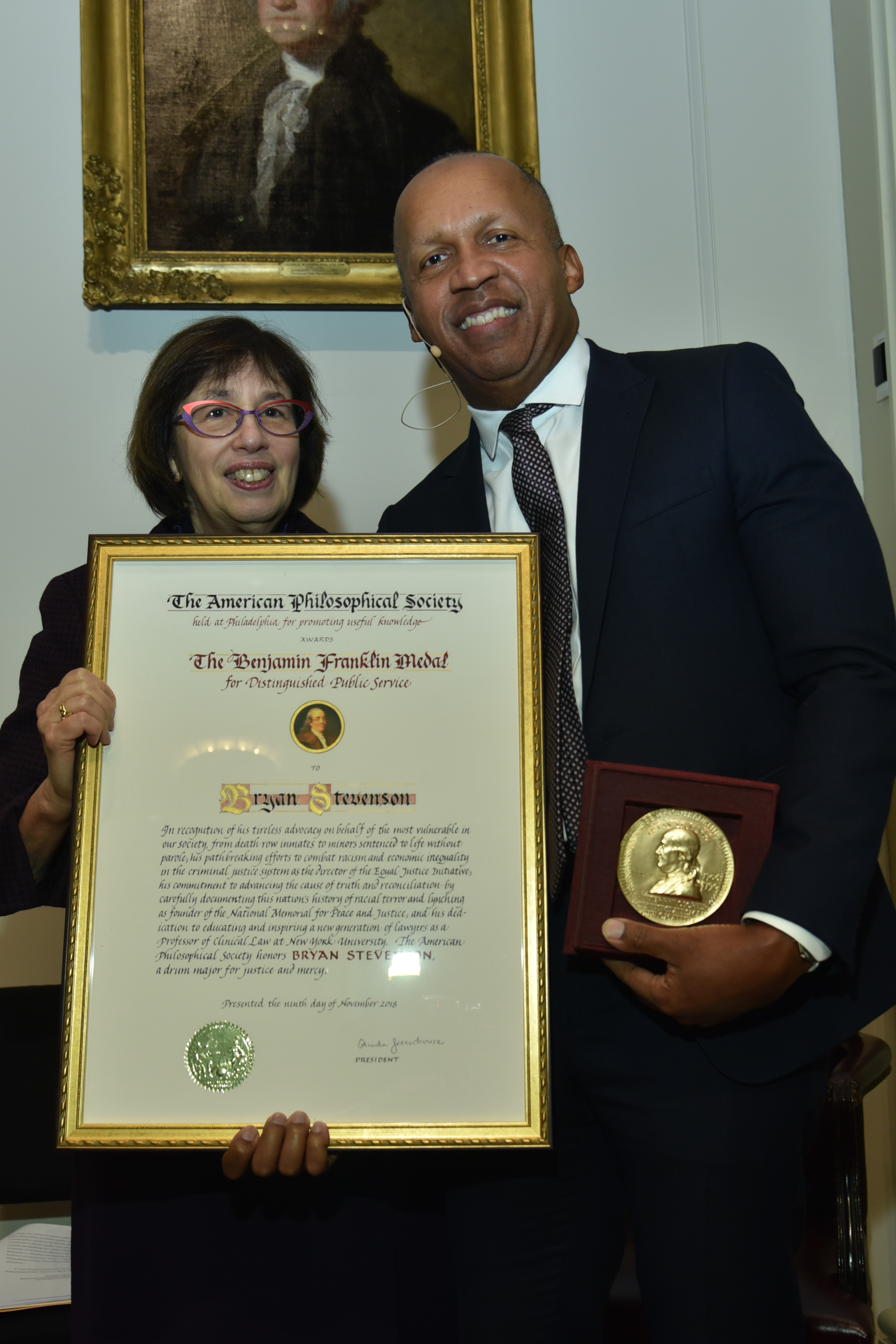 man receiving award