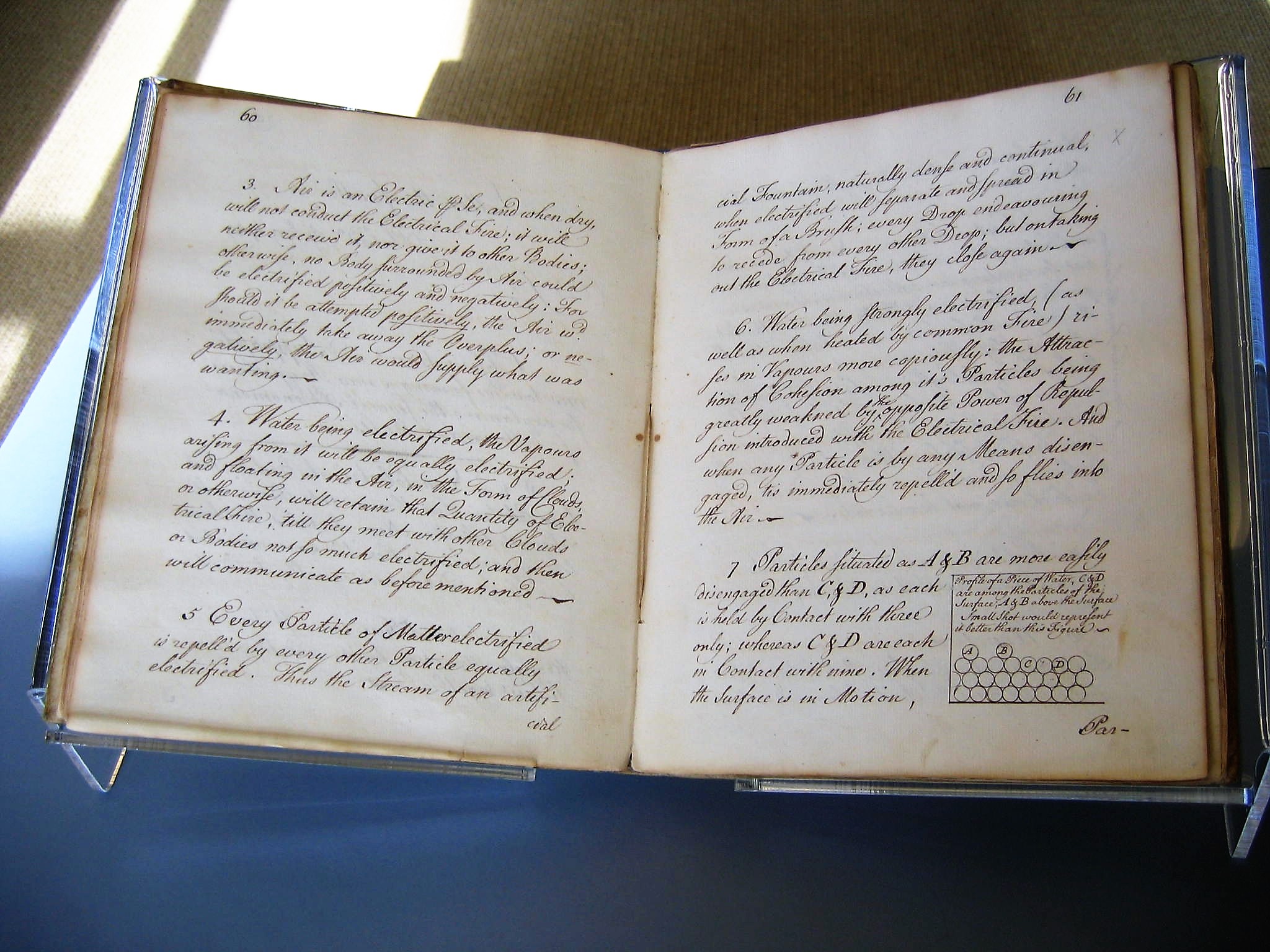 Franklin manuscript on electricity