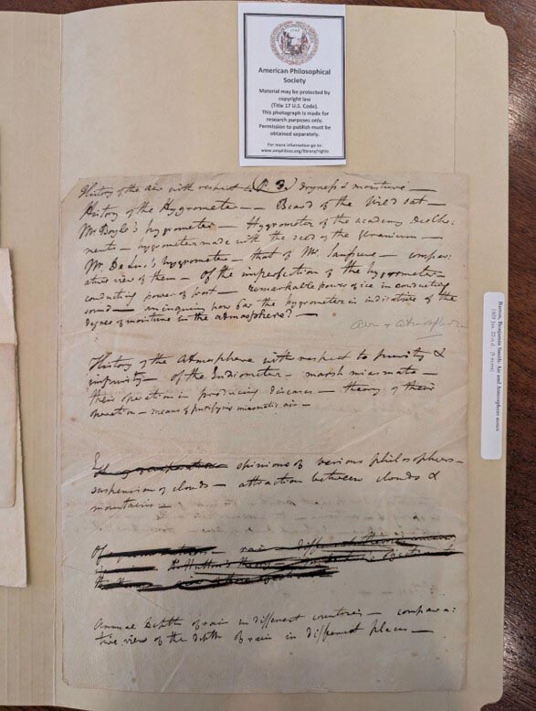 Benjamin Smith Barton Handwritten Notes