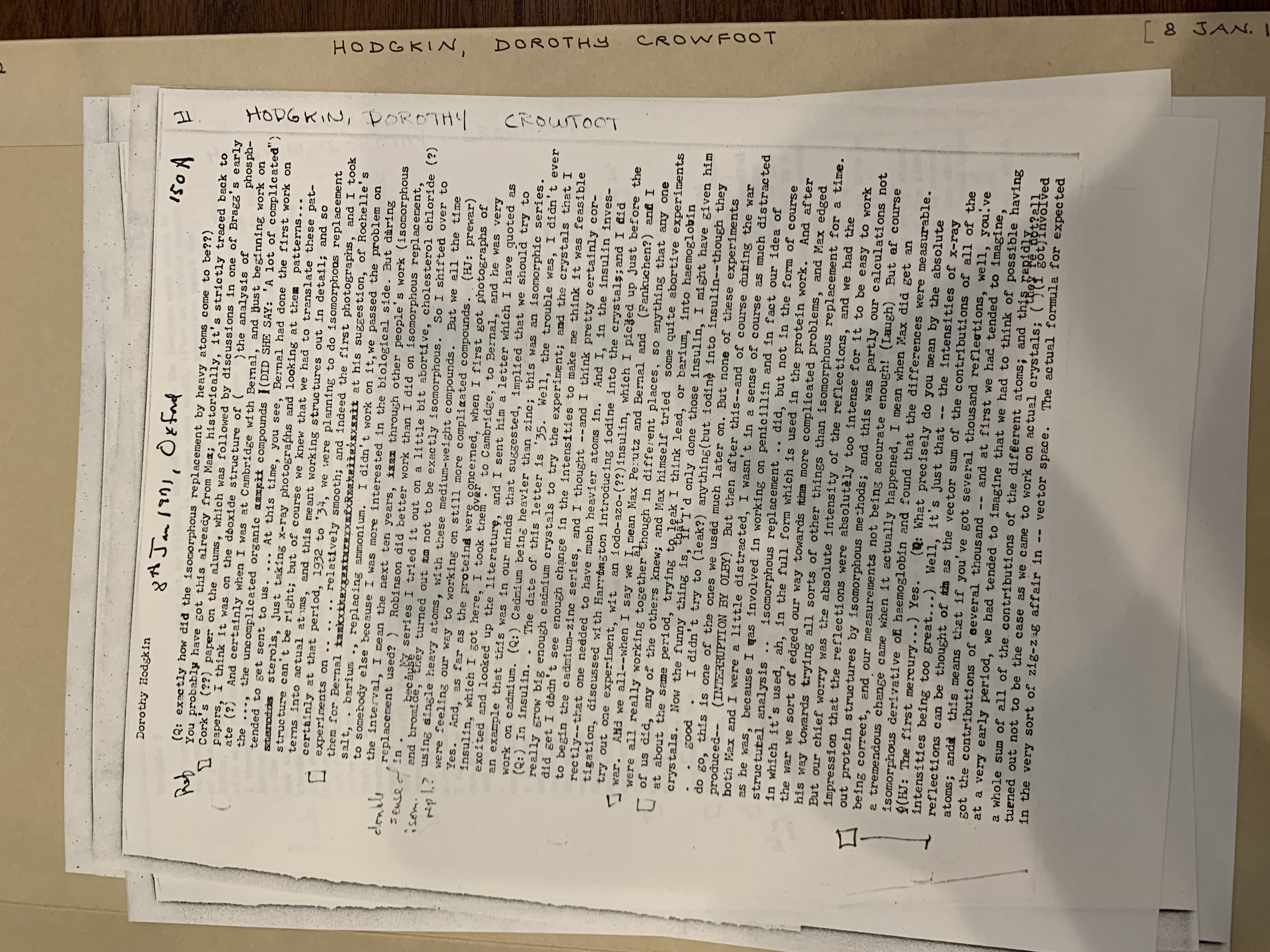 photo of typed page with line edits