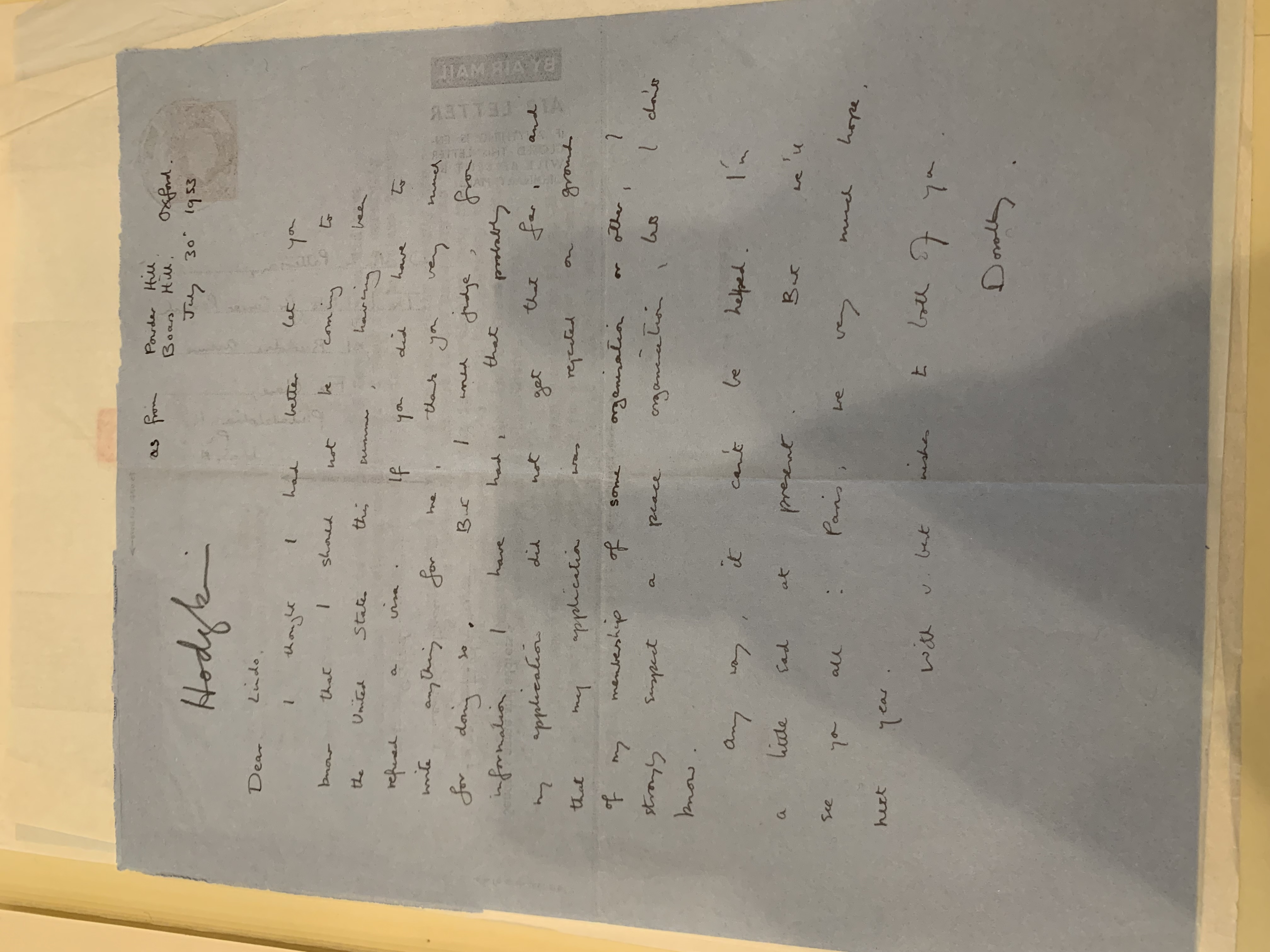 photo of handwritten letter