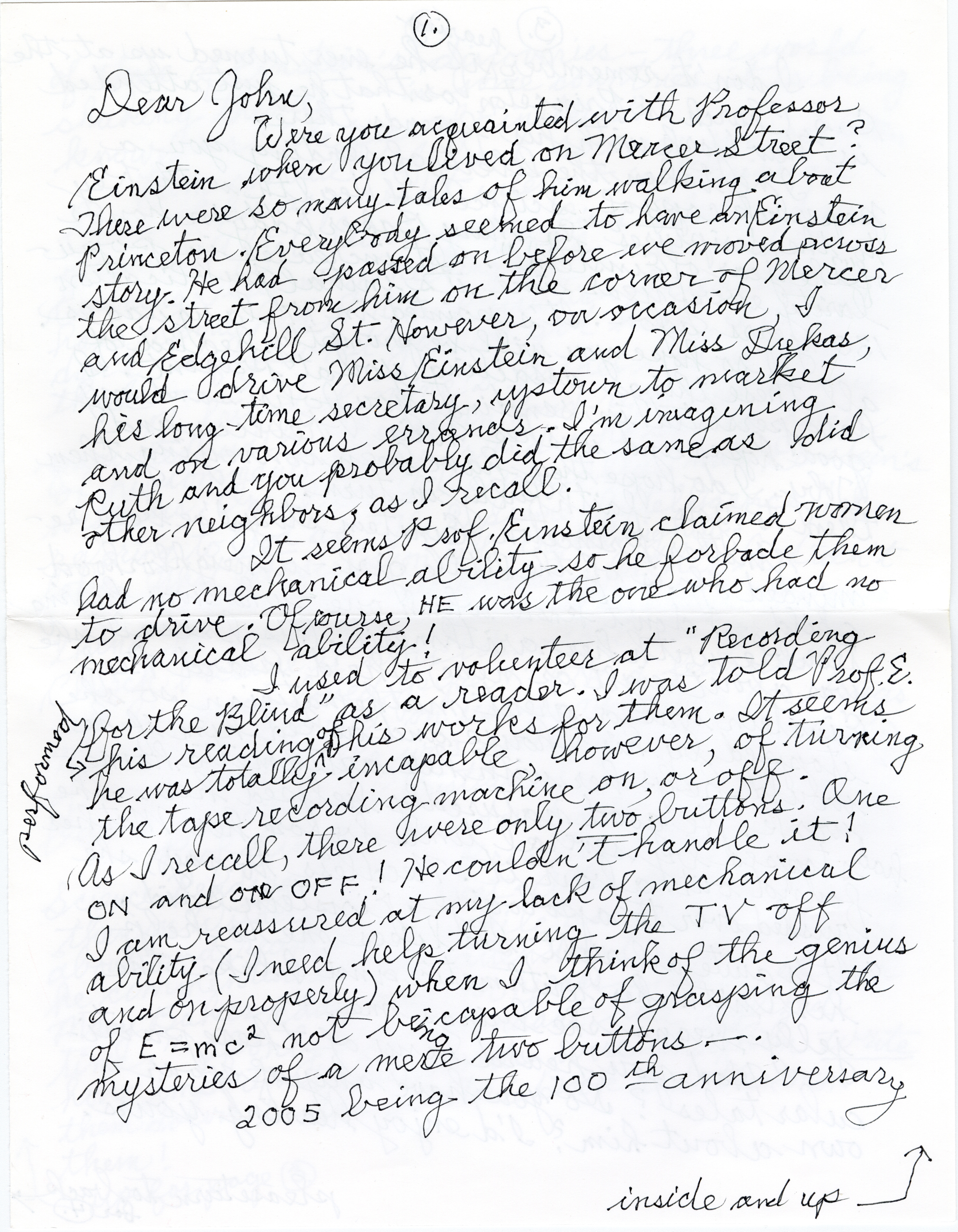scan of handwritten letter