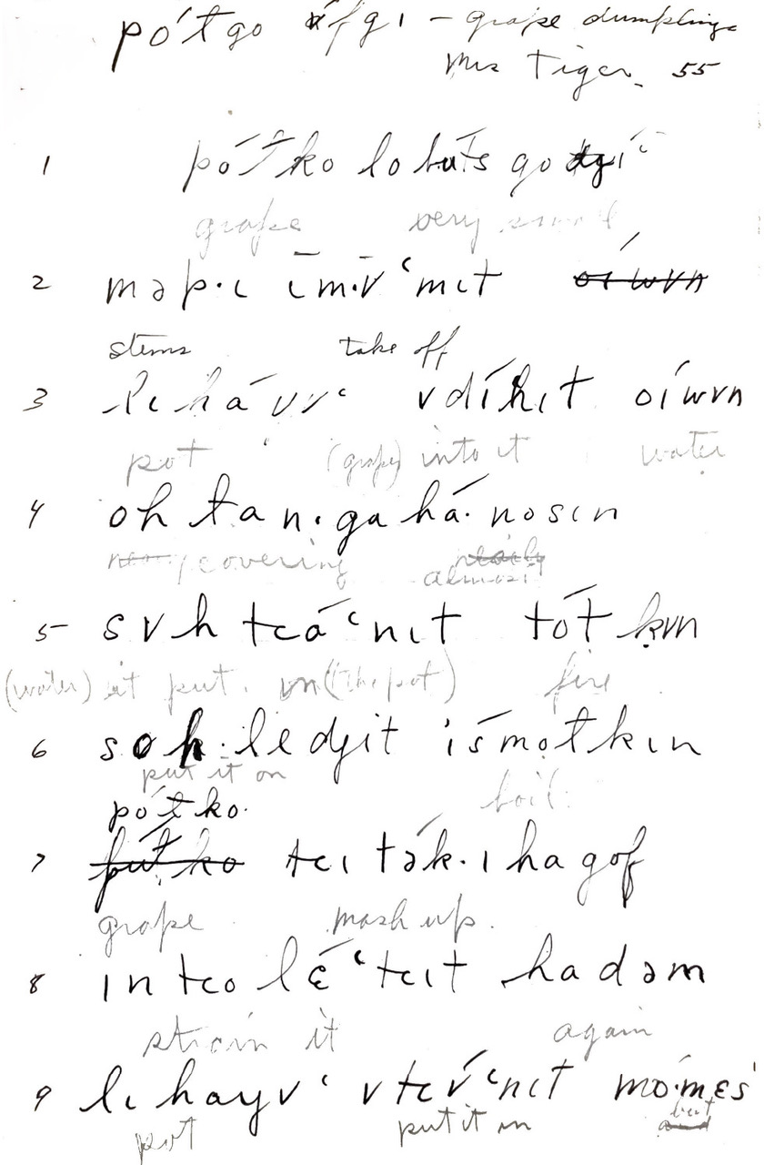 scan of Mary Haas notes