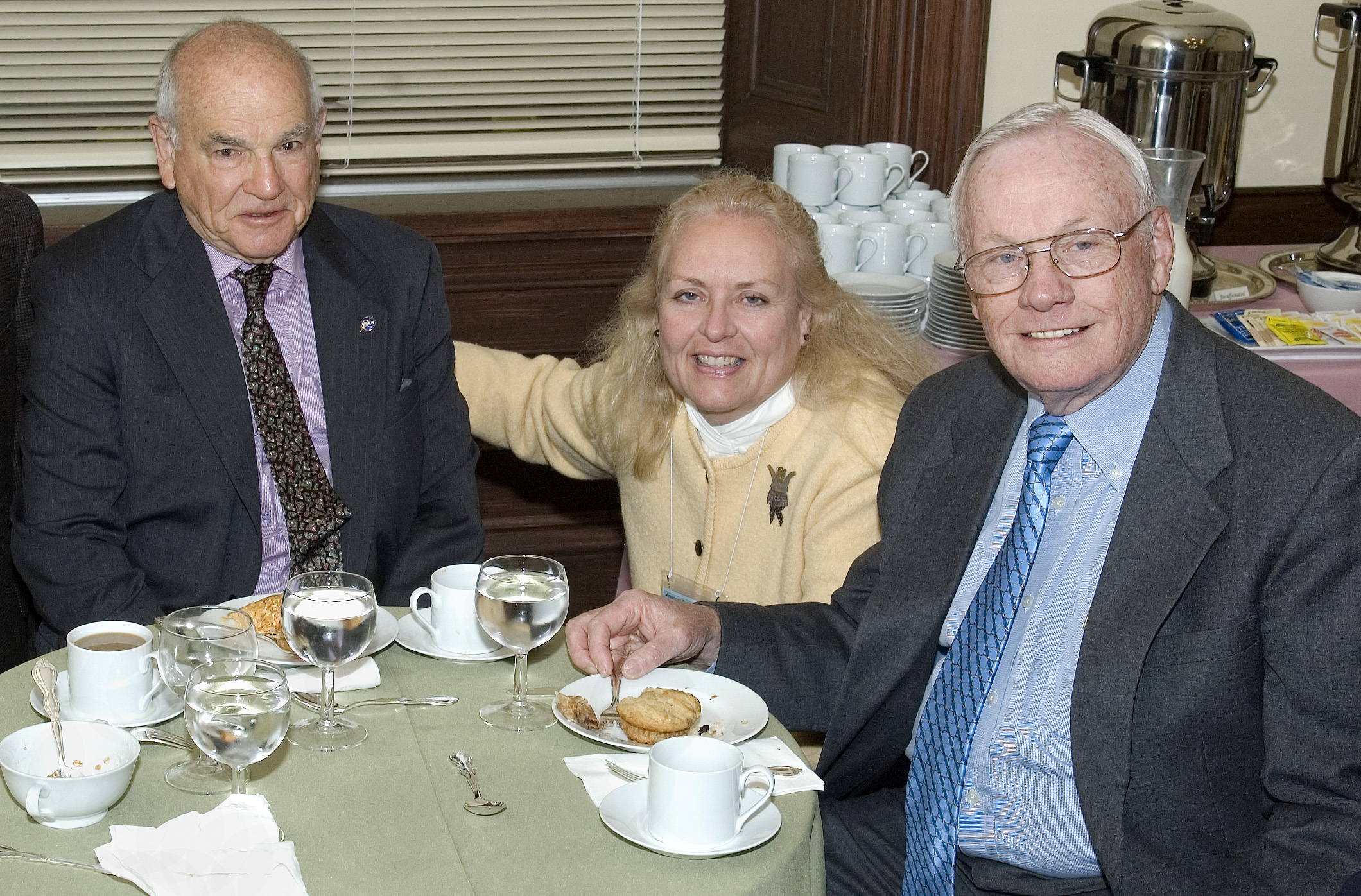 photo of Barry Blumberg, Annie Westcott, and Neil Armstrong