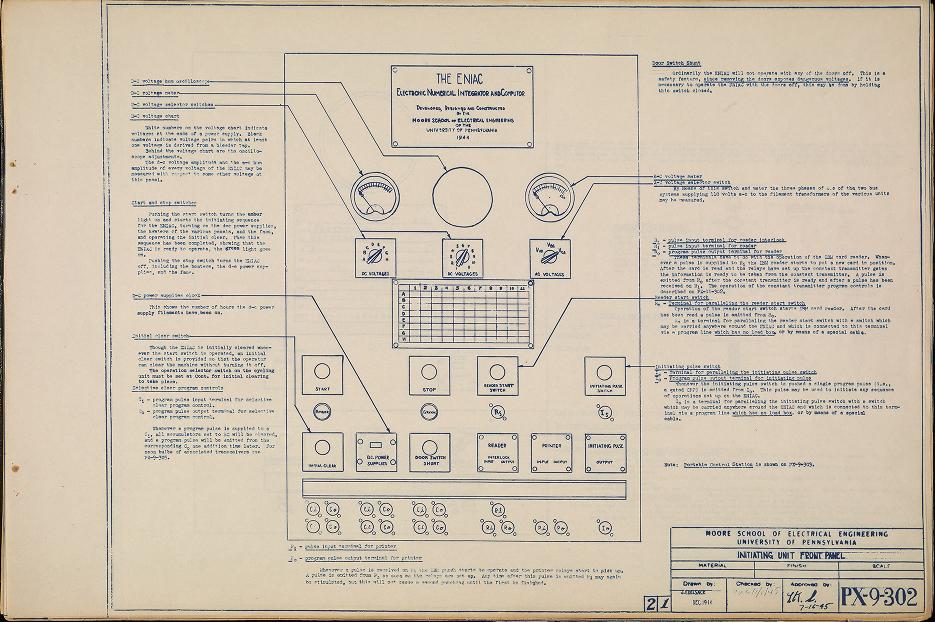 scan of technical description of the ENIAC