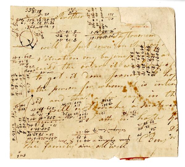 photo of manuscript page of Rittenhouse astronomical calcluations