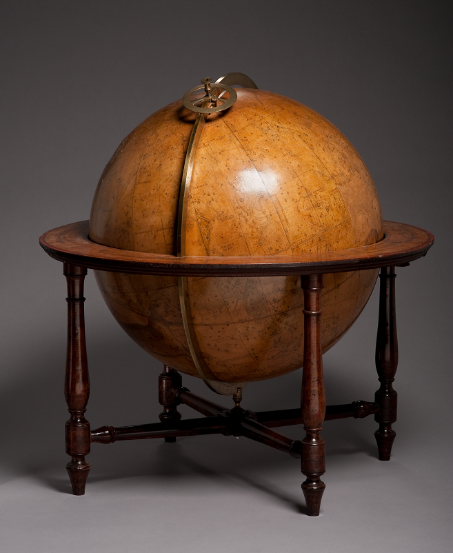 wooden globe on stand