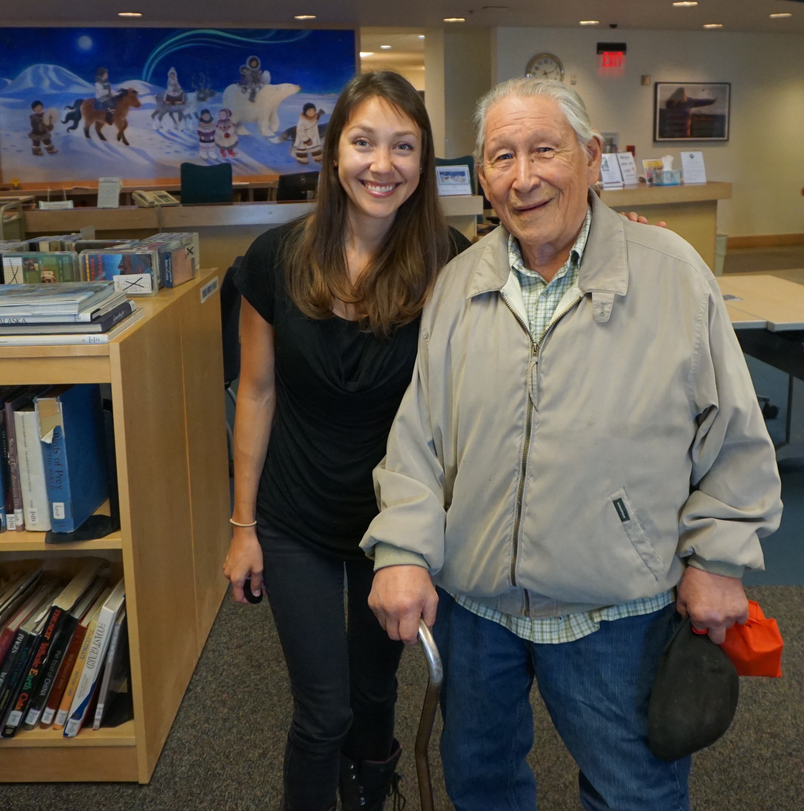 Ungrudruk and Miowak at the Tuzzy Library, Utqiagvik, 2017.