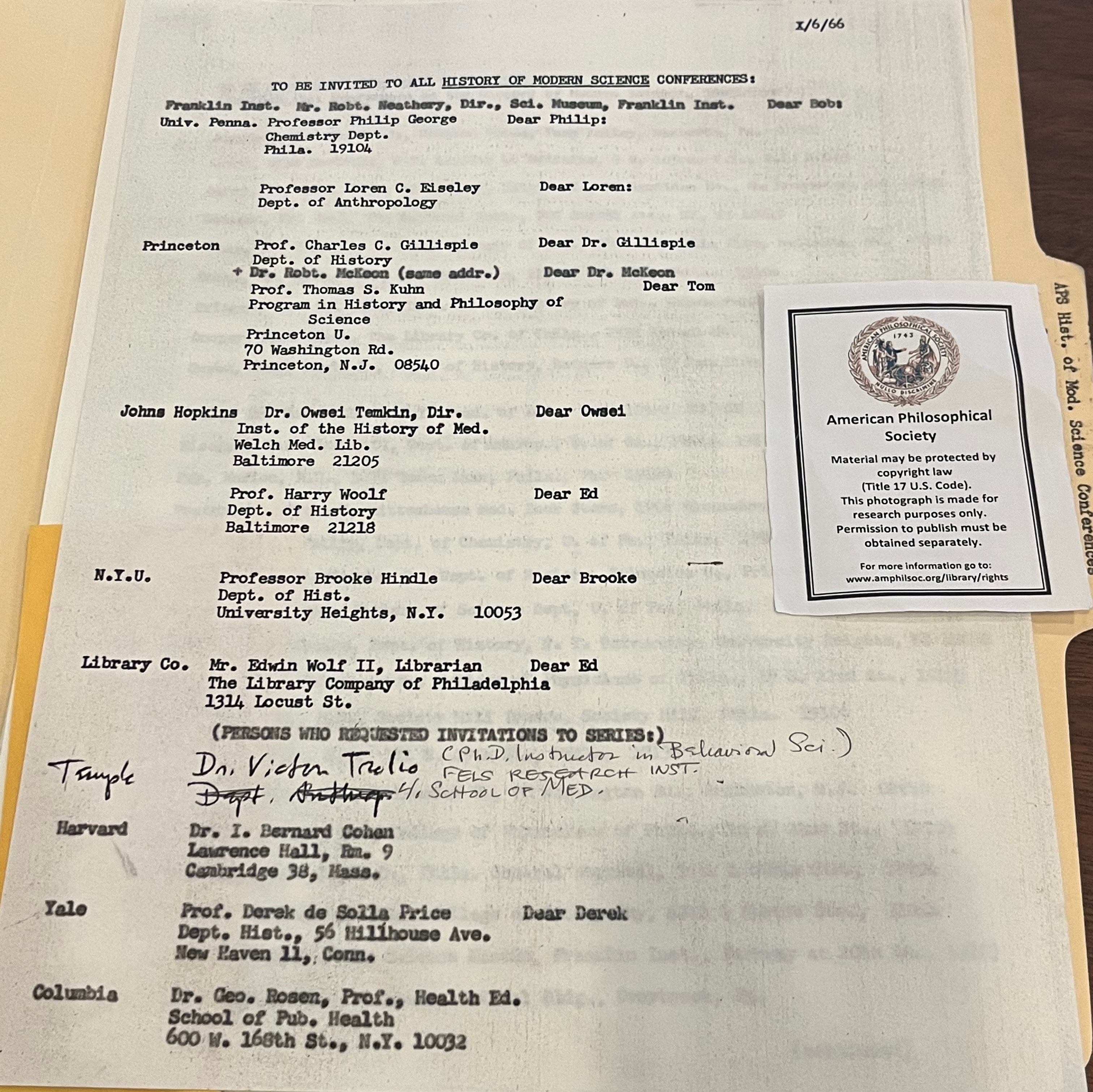 photo of typed page in folder
