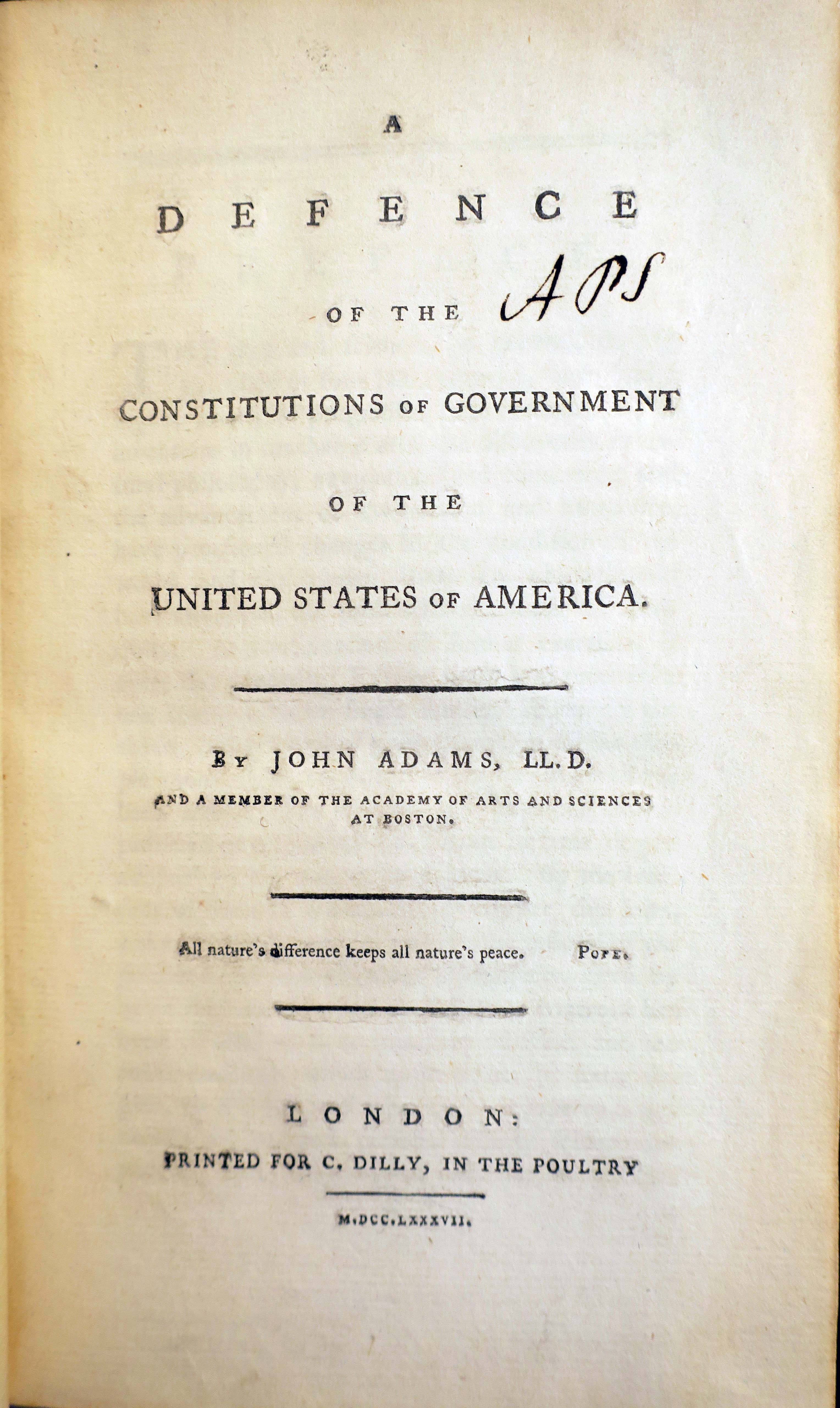 Title page of John Adams book