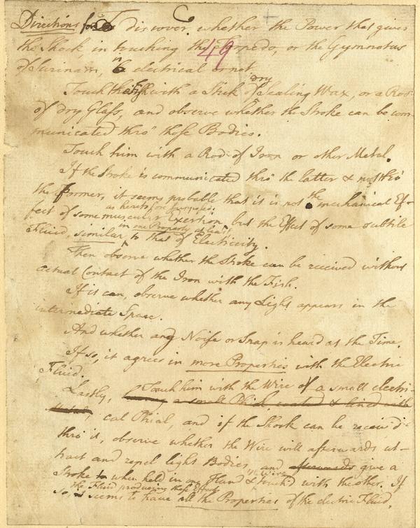 handwritten letter by Benjamin Franklin