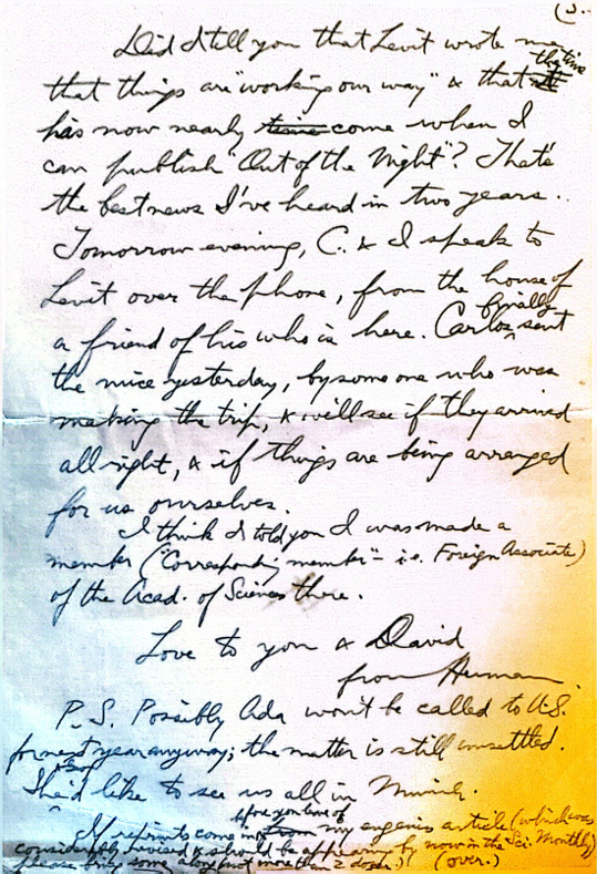 Letter with envelope, Hermann to Jessie, 17  May 1933, Box 2, Folder 39, David Muller Collection of Hermann Muller, Cold Spring Harbor Laboratory Archives, NY