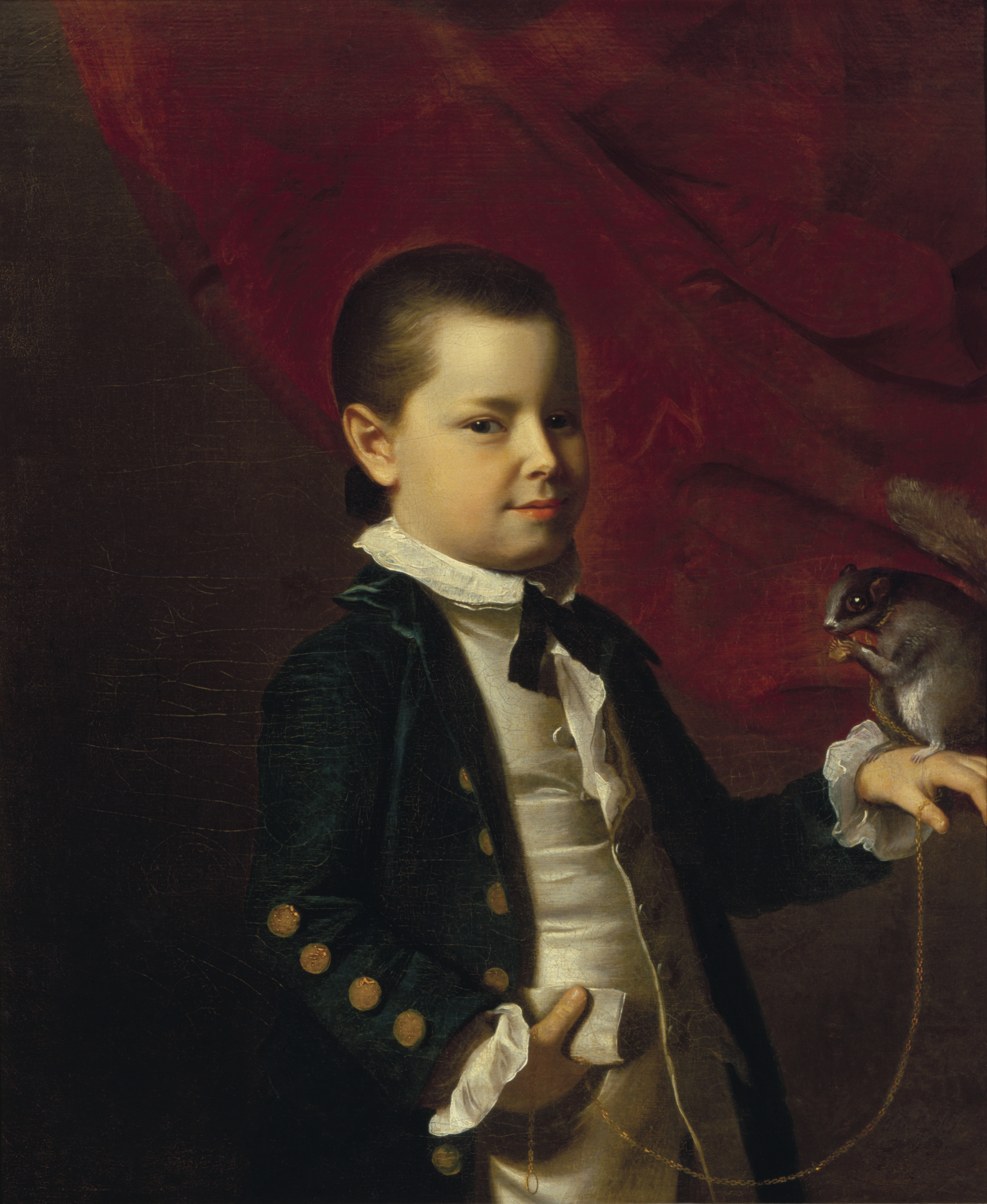 portrait of boy with squirrel