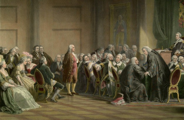 Franklin stands before the Lords in Council