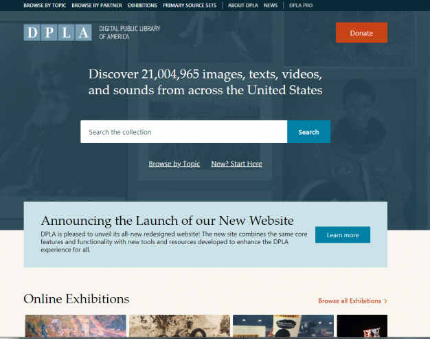 DPLA homepage