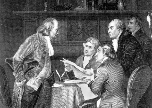 five men gathered for drafting declaration of independence