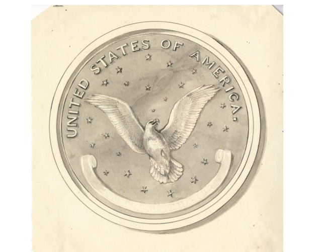 drawing of eagle for coin design