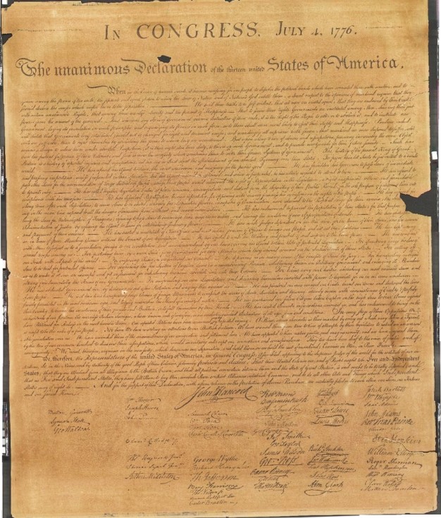 printing of declaration of independence on paper