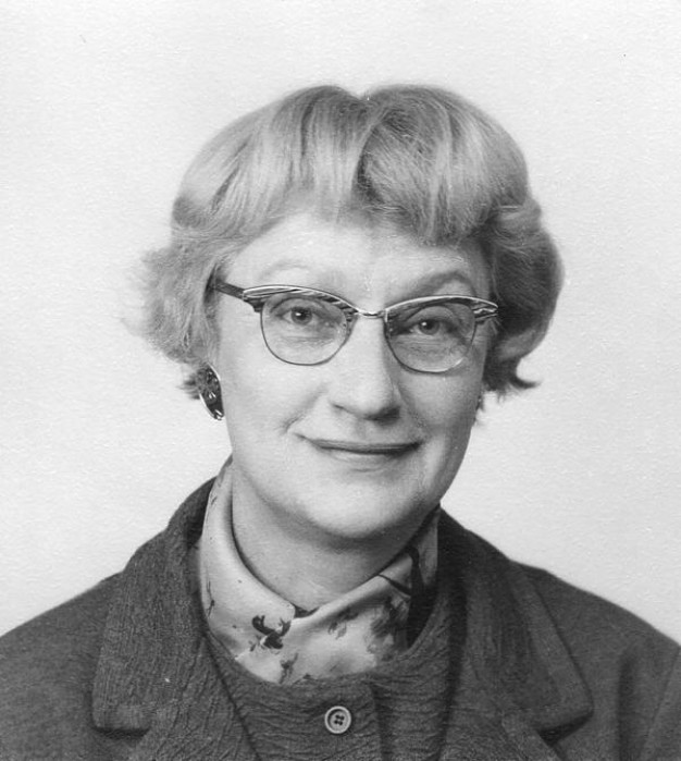 headshot photo of mary haas, black and white