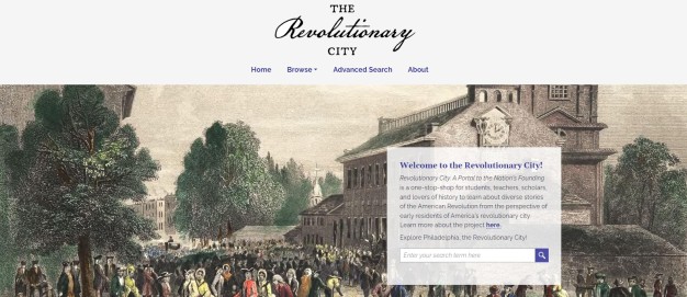 screenshot of The Revolutionary City homepage