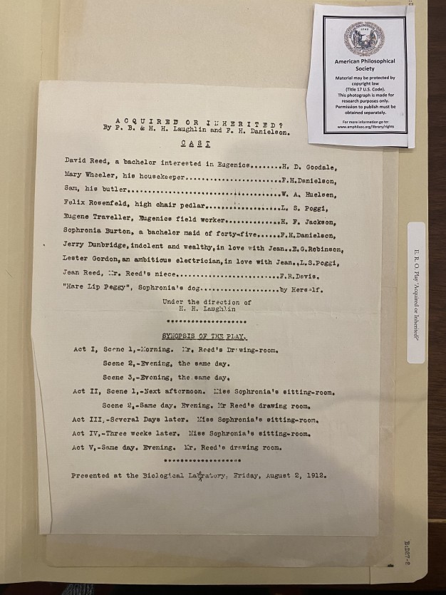 photo of typed script in manuscript folder