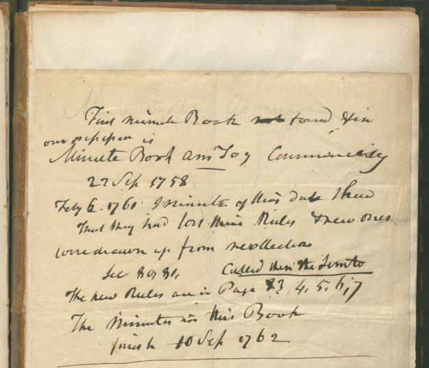Handwritten title page in an aged journal