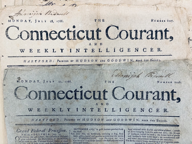 Headers of two copies of the Connecticut Courant