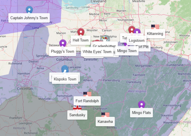 An overview of a map showing various terms.