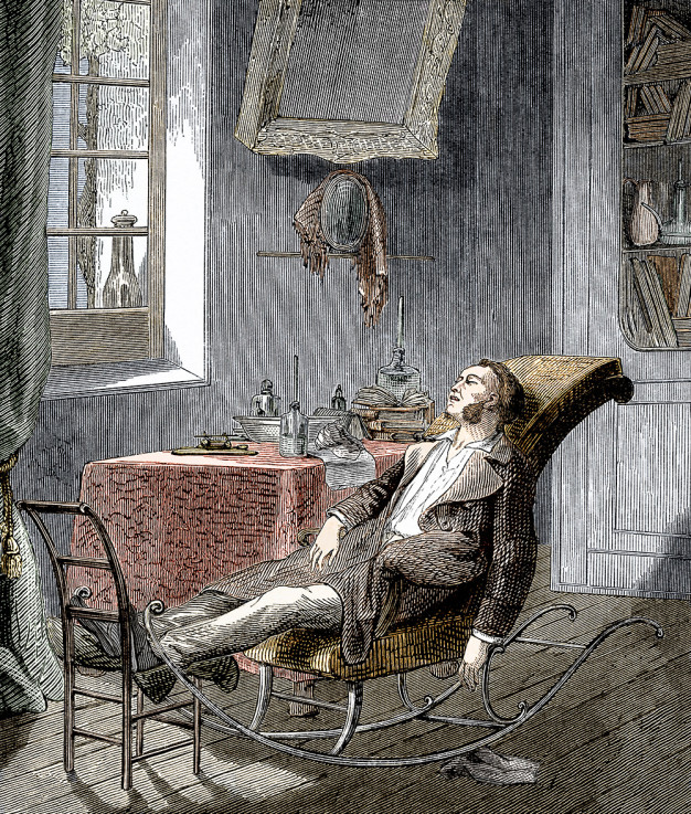 “Jackson under the effects of ether,” depicting his 1841 self-experiment.