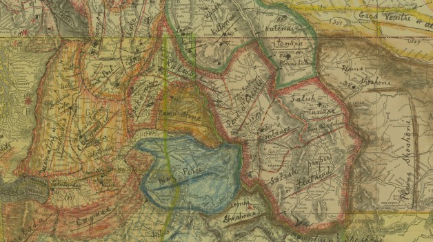 Detail of annotated map of interior Pacific Northwest