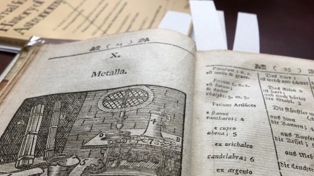 Old Book Open to Engraving