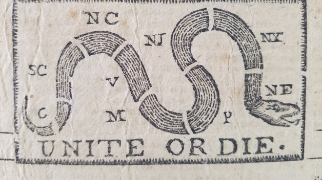 unite or die political cartoon with segmented snake