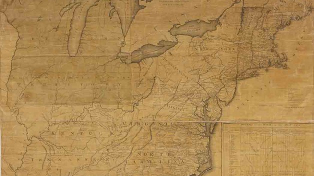 Abraham Bradly Jr.'s map of the United States, exhibiting the post-roads