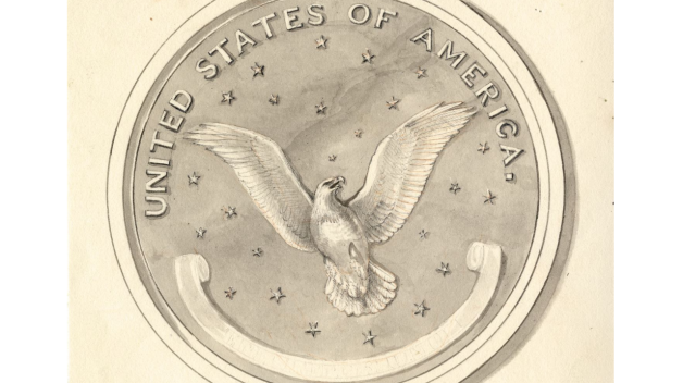 drawing of eagle for coin design