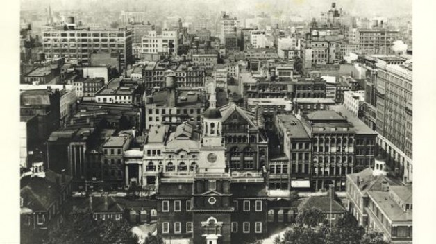 birds-eye view of Independence Hall