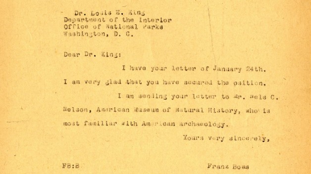 Letter from Franz Boas to Dr. King