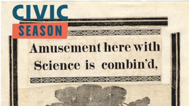 Peale Broad Side that says: Amusement is here with Science is combin'd To please, improve, and cultivate the mind. 