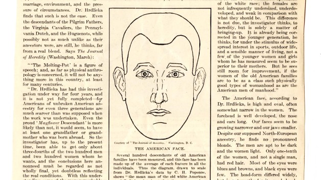 scan of article Does the Melting Pot Melt with drawing of face in middle