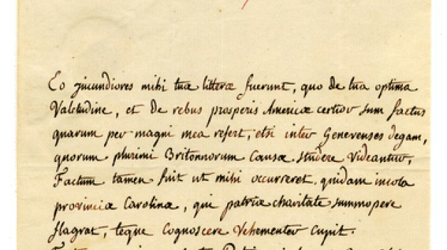 scan of letter in Latin