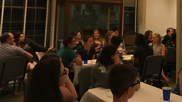a picture of people in Philosophical hall's second floor conference room
